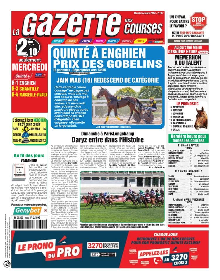 Couverture de l'édition du Mardi 6 octobre 2026