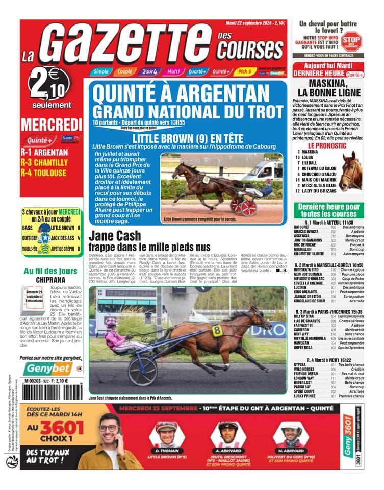 Couverture de l'édition du Mardi 22 septembre 2026
