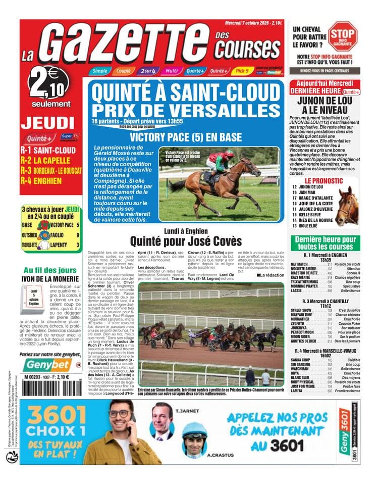 Couverture de l'édition du Mercredi 7 octobre 2026