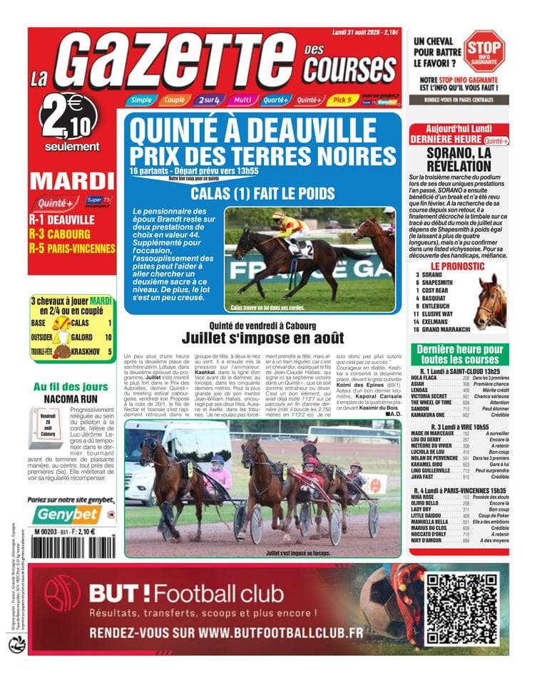 Couverture de l'édition du Lundi 31 août 2026