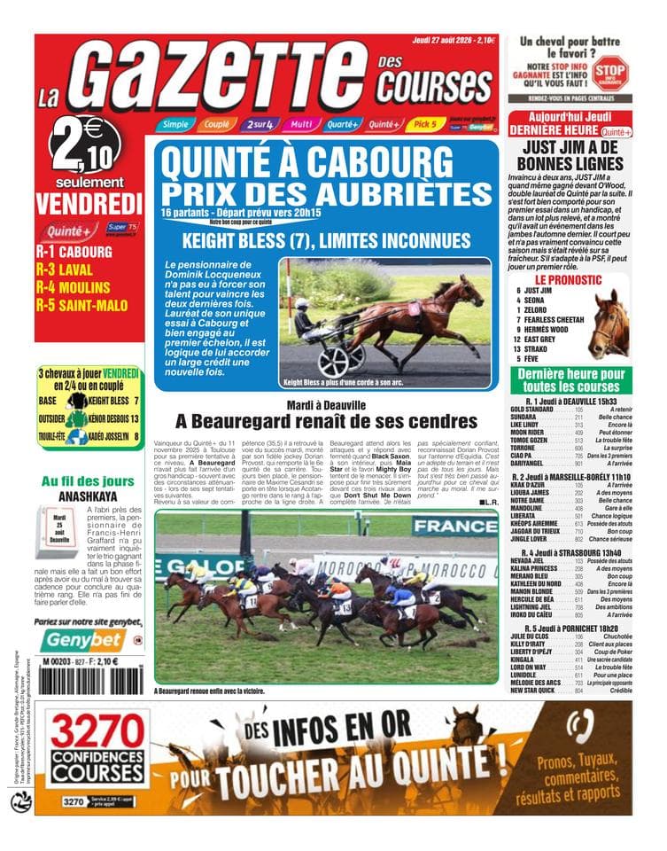 Couverture de l'édition du Jeudi 27 août 2026